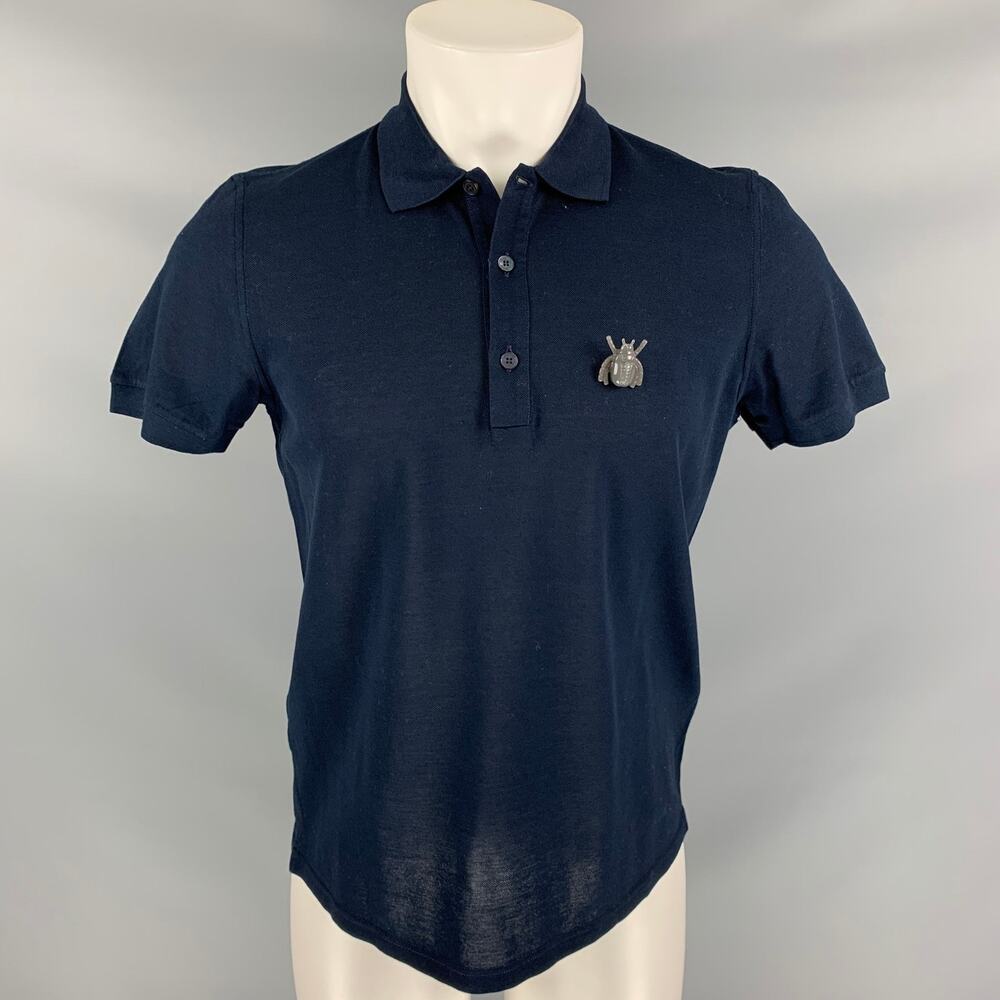 BURBERRY PRORSUM Fall 2015 Size M Navy Cotton Bug Pin Polo